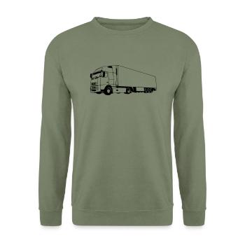 Laster / LKW / 40 Tonner - Unisex Pullover - Armeegrün - Vorne - Alina (178cm) & Michal (187cm)