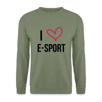 I Love E-Sport ! - Unisex Pullover - Armeegrün - Vorne - Alina (178cm) & Michal (187cm)