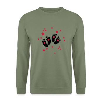 Twins Feet - Zwillings Füße - Unisex Pullover - Armeegrün - Vorne - Alina (178cm) & Michal (187cm)