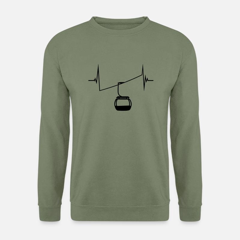 seilbahn puls herzschlag frequenz EKG gondelbahn g - Unisex Pullover - Armeegrün