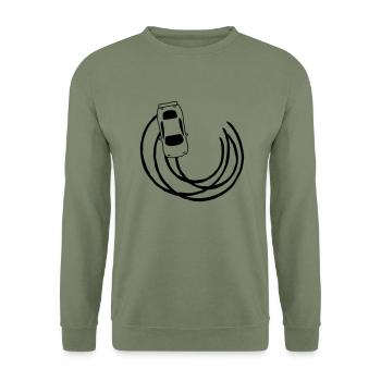 bremsspuren driften sportauto auto raser schnell f - Unisex Pullover - Armeegrün - Vorne - Alina (178cm) & Michal (187cm)