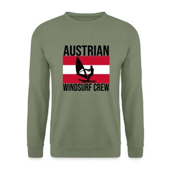 Austrian Windsurf Crew Shirt - Unisex Pullover - Armeegrün - Vorne - Alina (178cm) & Michal (187cm)
