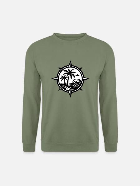 Compass Palm Trees Ocean - Unisex Sweatshirt - army green