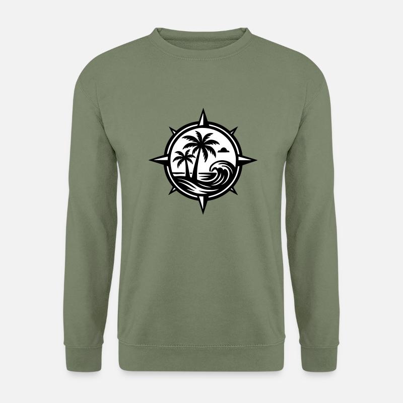 Kompass Palmen Ozean - Unisex Pullover - Armeegrün