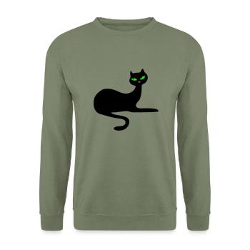 Retro Katze : Eleganz von Patjila - Unisex Pullover - Armeegrün - Vorne - Alina (178cm) & Michal (187cm)