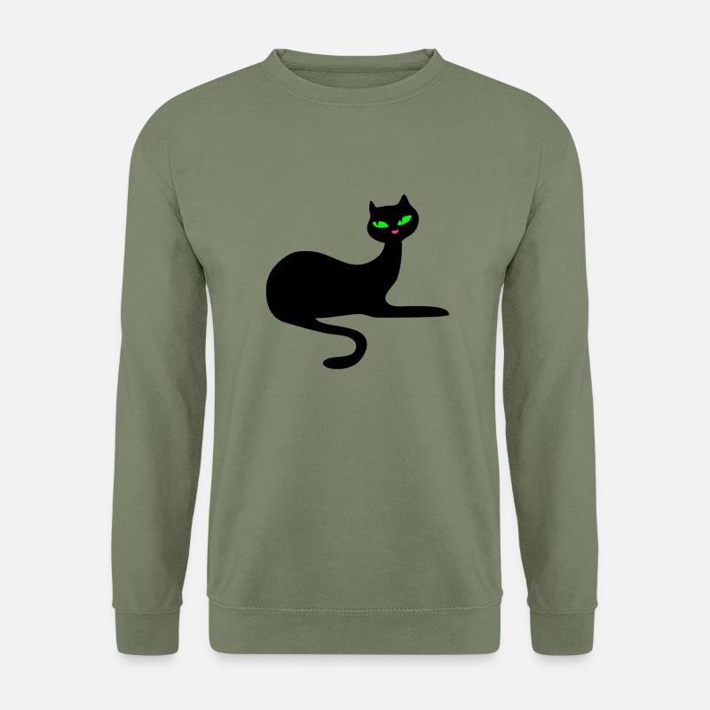 Retro Katze : Eleganz von Patjila - Unisex Pullover - Armeegrün