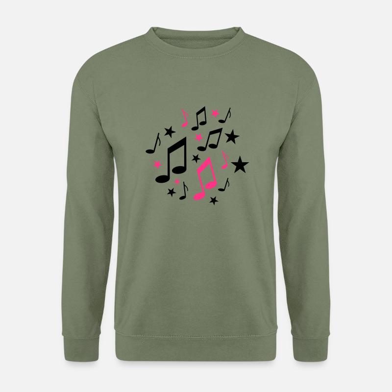 Noten - Musik - Unisex Pullover - Armeegrün