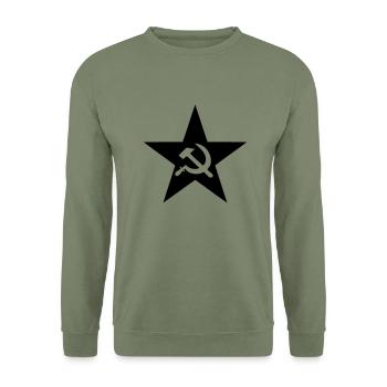 russische Sterne - Unisex Pullover - Armeegrün - Vorne - Alina (178cm) & Michal (187cm)