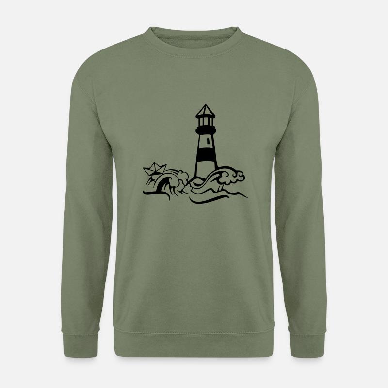 leuchtturm papierschiff - Unisex Pullover - Armeegrün
