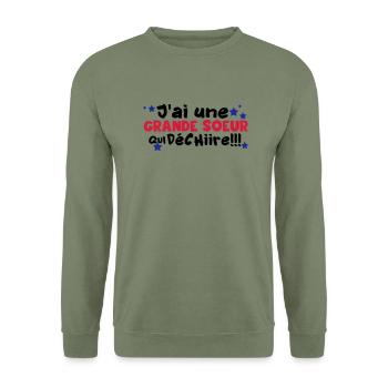 j'ai une grande soeur qui déchire - Sweat-shirt Unisexe - vert militaire - Devant - Alina (178cm) & Michal (187cm)
