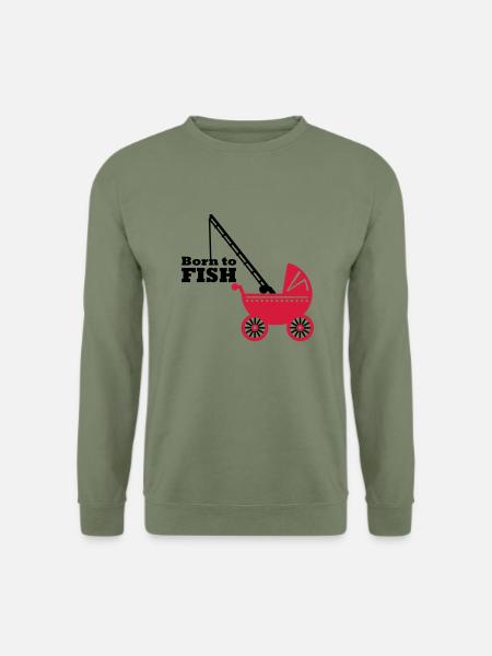 born to fish (landau, 2c) - Sweat-shirt Unisexe - vert militaire