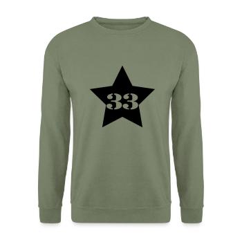 33__star___f1 - Unisex Pullover - Armeegrün - Vorne - Alina (178cm) & Michal (187cm)