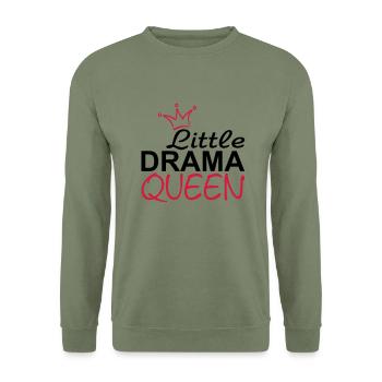 LITTLE DRAMA QUEEN mit Krone - Unisex Pullover - Armeegrün - Vorne - Alina (178cm) & Michal (187cm)