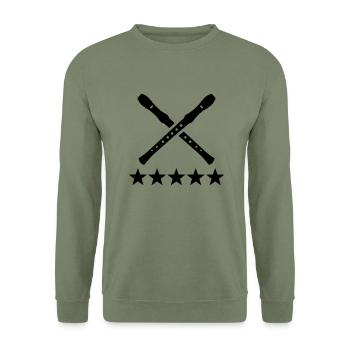 Flöte - Unisex Pullover - Armeegrün - Vorne - Alina (178cm) & Michal (187cm)