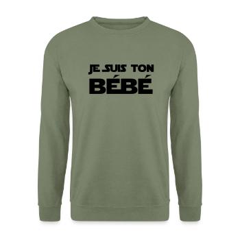 Je suis ton Bébé / Naissance / Papa / Maman / bebe - Unisex Pullover - Armeegrün - Vorne - Alina (178cm) & Michal (187cm)