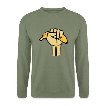 faust banane fruits délicieux faim manger saine main - Sweat-shirt Unisexe - vert militaire - Devant - Alina (178cm) & Michal (187cm)