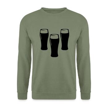 bier_glas_02 - Unisex Sweatshirt - army green - Front - Alina (178cm) & Michal (187cm)