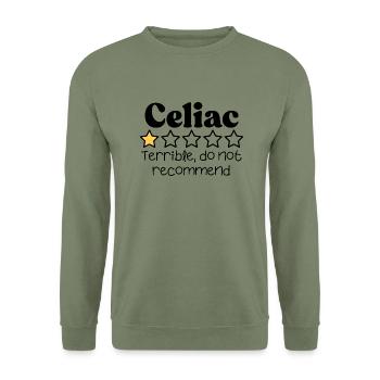 Zöliakie Sarkastisch Lustiges Zitat - Unisex Pullover - Armeegrün - Vorne - Alina (178cm) & Michal (187cm)