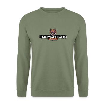 Formentera 2025 Party Fuchs - Unisex Pullover - Armeegrün - Vorne - Alina (178cm) & Michal (187cm)