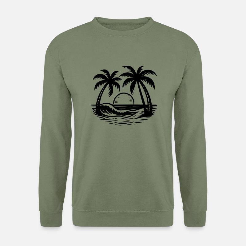Palme am Strand - Unisex Pullover - Armeegrün