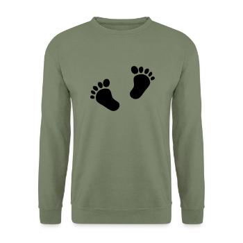Deux pieds de bébé 2 pieds de bébé empreintes enfant mignon - Sweat-shirt Unisexe - vert militaire - Devant - Alina (178cm) & Michal (187cm)
