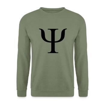 psi_v2 - Unisex Pullover - Armeegrün - Vorne - Alina (178cm) & Michal (187cm)