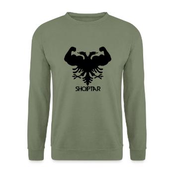 shqiptar - Unisex Pullover - Armeegrün - Vorne - Alina (178cm) & Michal (187cm)