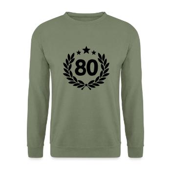 80. Jubiläum - Unisex Pullover - Armeegrün - Vorne - Alina (178cm) & Michal (187cm)