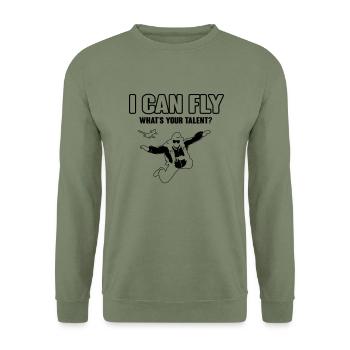 skydiving: I can fly - what's your talent? - Unisex Pullover - Armeegrün - Vorne - Alina (178cm) & Michal (187cm)