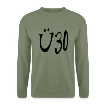 Ü30 +x Party - Unisex Pullover - Armeegrün - Vorne - Alina (178cm) & Michal (187cm)