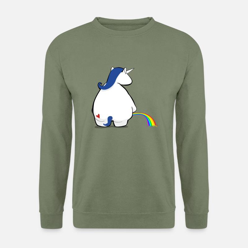 Regenbogen pinkelndes Einhorn - Unisex Pullover - Armeegrün