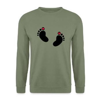Bébé pieds - Sweat-shirt Unisexe - vert militaire - Devant - Alina (178cm) & Michal (187cm)