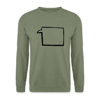 sprechblase4. groß, dicker schwarzer rand - Unisex Pullover - Armeegrün - Vorne - Alina (178cm) & Michal (187cm)
