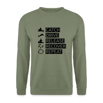 Der Ruderschlag | Rowing - Unisex Pullover - Armeegrün - Vorne - Alina (178cm) & Michal (187cm)