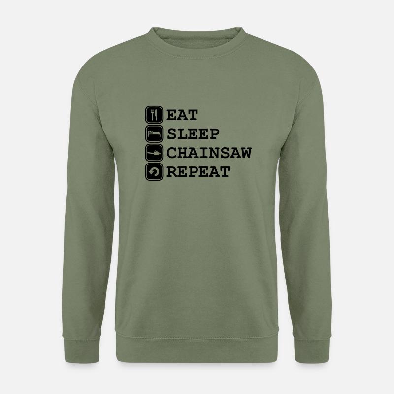 Eat, sleap, chainsaw - Unisex Pullover - Armeegrün