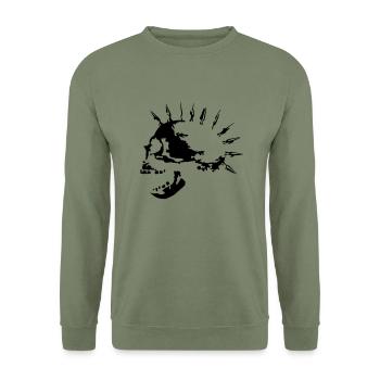 spike_skull_c_1c - Unisex Sweatshirt - army green - Front - Alina (178cm) & Michal (187cm)