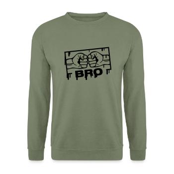 bro_stamp_f1 - Unisex Sweatshirt - army green - Front - Alina (178cm) & Michal (187cm)