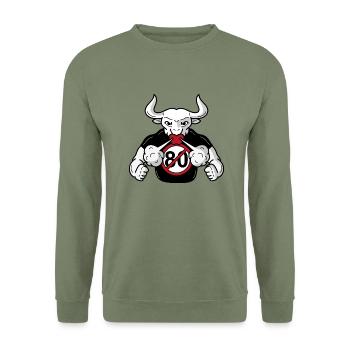 On est pas des vaches à lait 80 km h - Sweat-shirt Unisexe - vert militaire - Devant - Alina (178cm) & Michal (187cm)