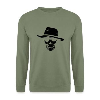 cowboy skull - Unisex Pullover - Armeegrün - Vorne - Alina (178cm) & Michal (187cm)