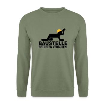 chantier de construction d'entrer interdit - Sweat-shirt Unisexe - vert militaire - Devant - Alina (178cm) & Michal (187cm)