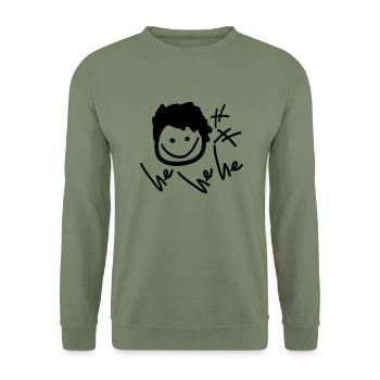 er, er he_smile_boy - Unisex Pullover - Armeegrün - Vorne - Alina (178cm) & Michal (187cm)
