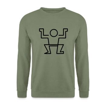 Männchen - Hip Hop - Unisex Pullover - Armeegrün - Vorne - Alina (178cm) & Michal (187cm)