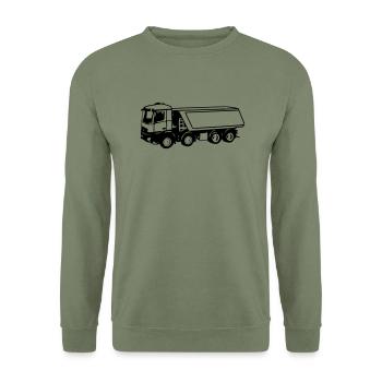Kipper / Laster / LKW - Unisex Pullover - Armeegrün - Vorne - Alina (178cm) & Michal (187cm)