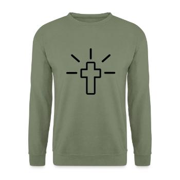 Cross - Unisex Sweatshirt - army green - Front - Alina (178cm) & Michal (187cm)