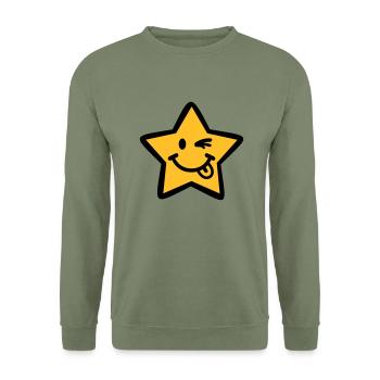 Star - Unisex Sweatshirt - army green - Front - Alina (178cm) & Michal (187cm)
