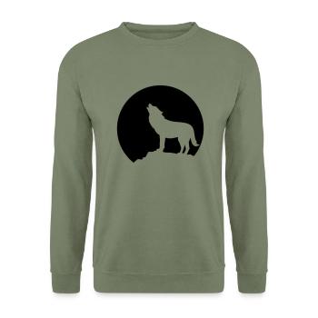Wolf - Unisex Sweatshirt - army green - Front - Alina (178cm) & Michal (187cm)