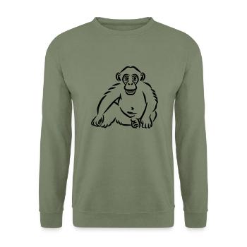 Monkey - Unisex Sweatshirt - army green - Front - Alina (178cm) & Michal (187cm)