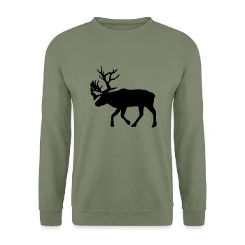 caribou - reindeer - christmas - xmas - Unisex Sweatshirt - army green - Front - Alina (178cm) & Michal (187cm)