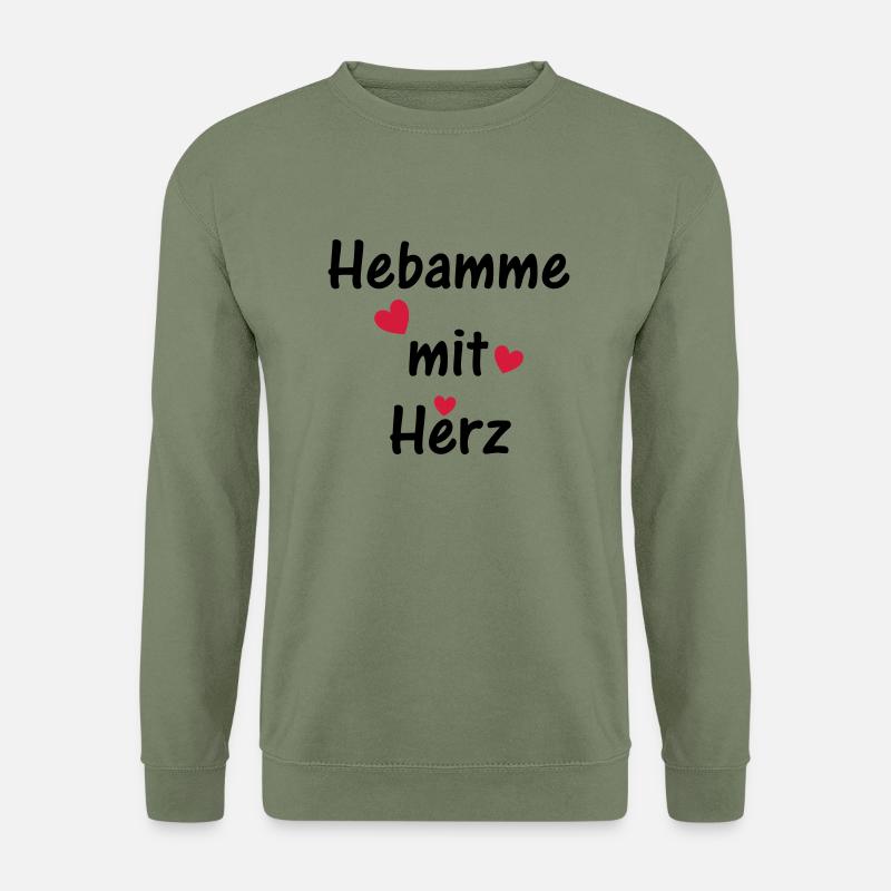Hebamme mit Herz - Unisex Pullover - Armeegrün