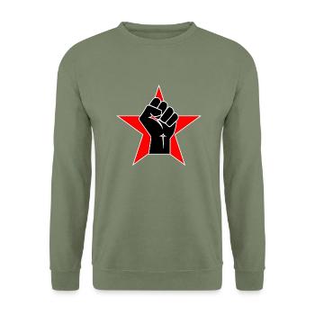 Raised Fist Logo 2 - Unisex Sweatshirt - army green - Front - Alina (178cm) & Michal (187cm)